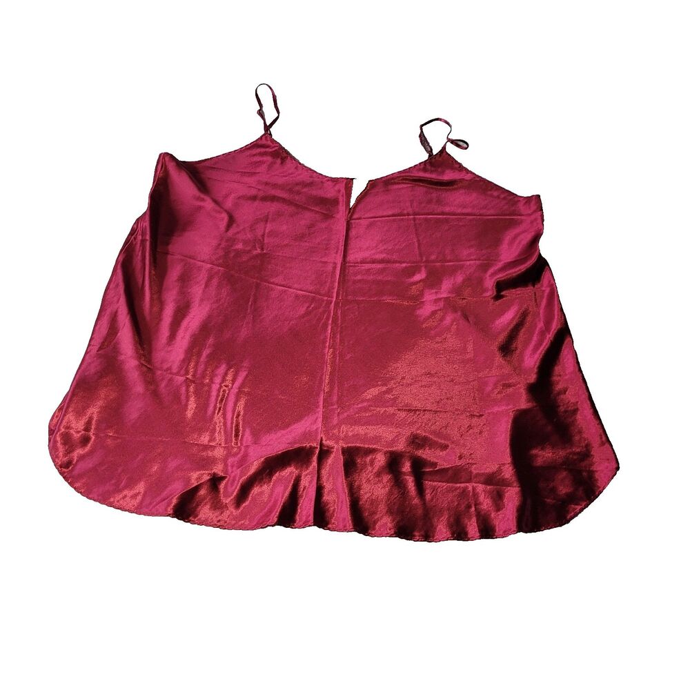 Vintage Scaasi Knee Length Red Satin Slip Nightgown size XL Adjustable Straps